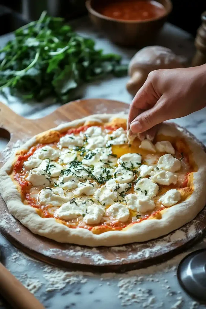 Préparation du Pizza au chèvre et miel