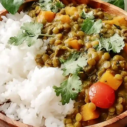 Curry de lentilles vertes au lait de coco