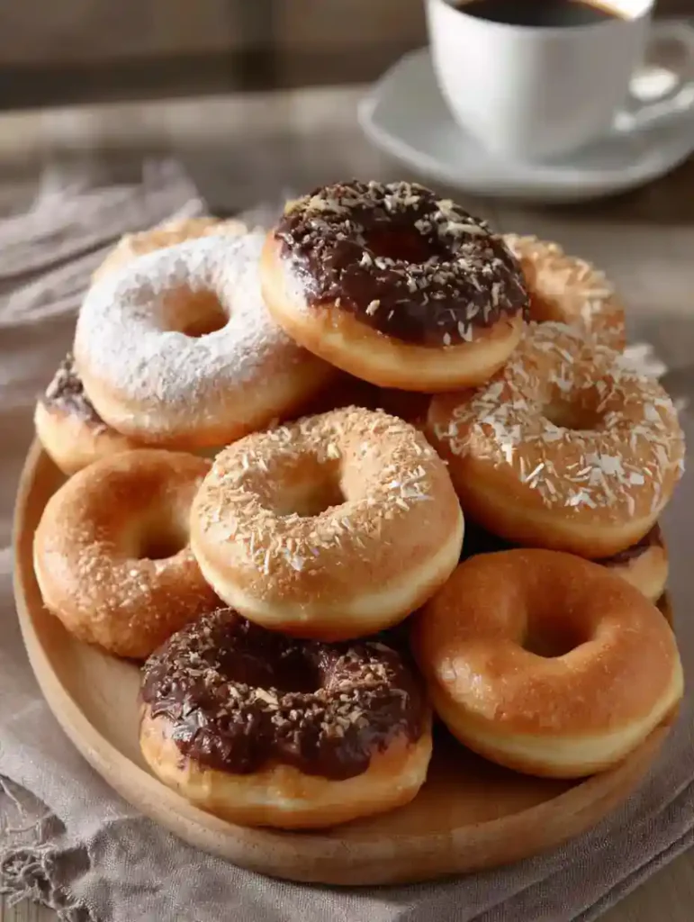 Plateau de donuts au four variés avec glaçages et sucre glace