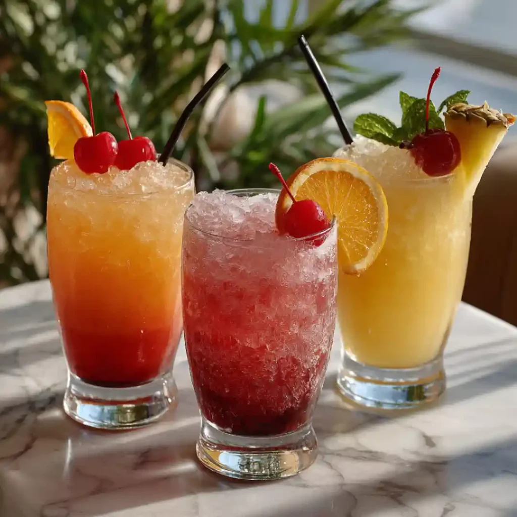 Trois cocktails Tequila Sunrise : classique, frozen et virgin