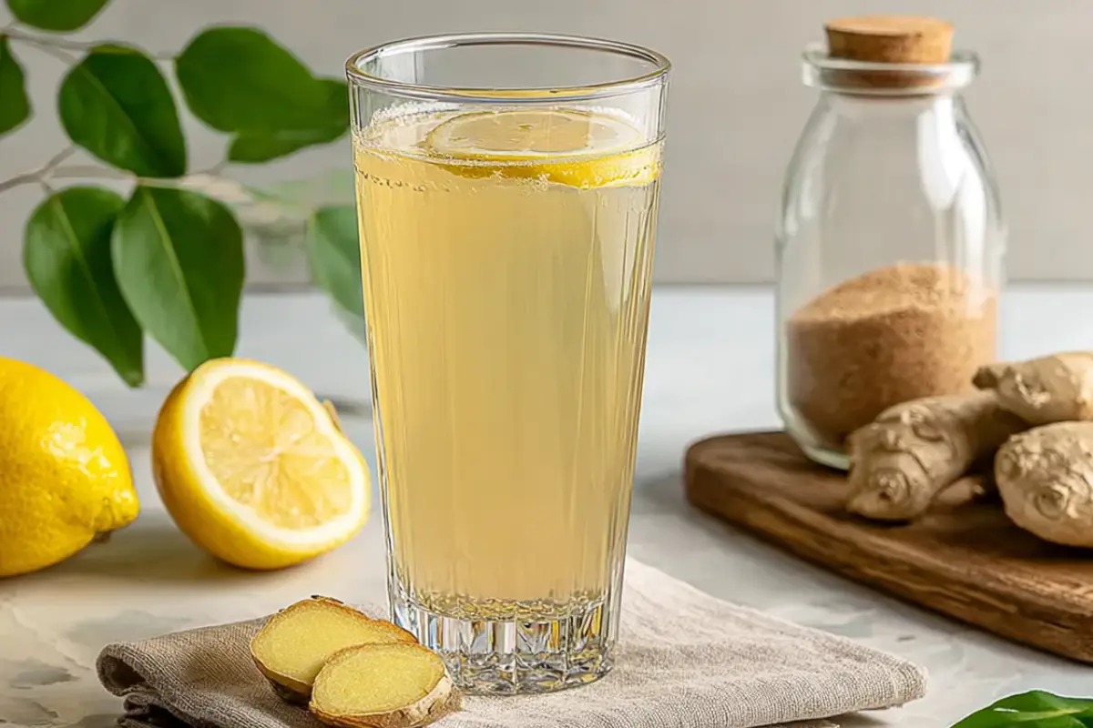 Recette du mounjaro naturel maison au citron, gingembre frais et vinaigre de cidre, boisson minceur rafraîchissante.