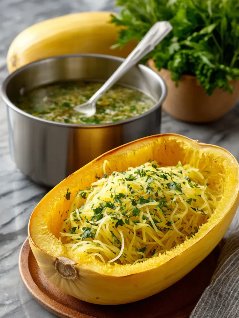 Étapes de préparation de la recette courge spaghetti au four crémeuse