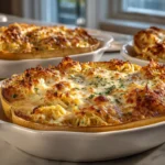 Assiette de courge spaghetti crémeuse gratinée, recette courge spaghetti au four