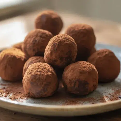 truffes au chocolat maison sur une assiette