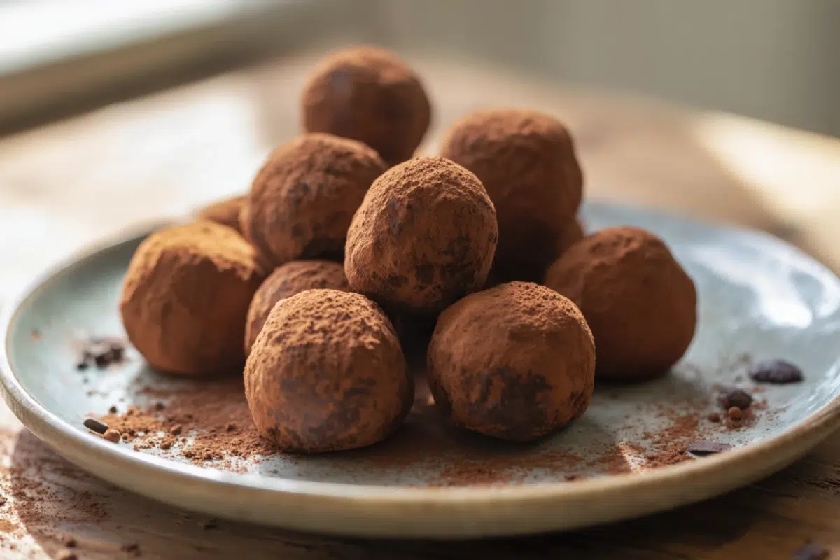 truffes au chocolat maison sur une assiette