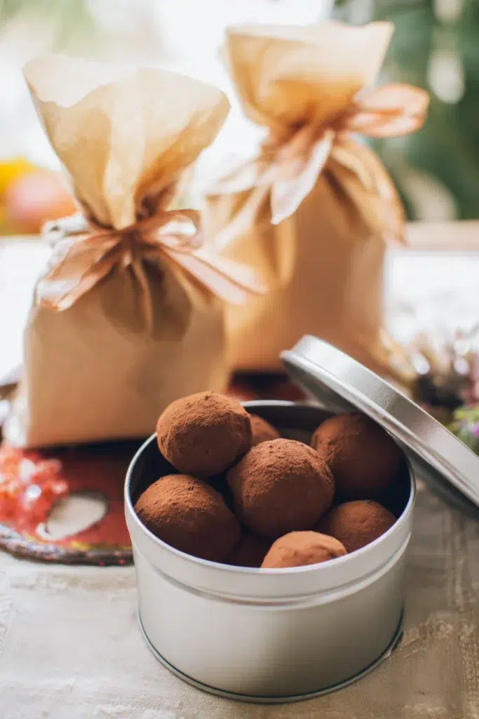 truffes au chocolat en boîte cadeau