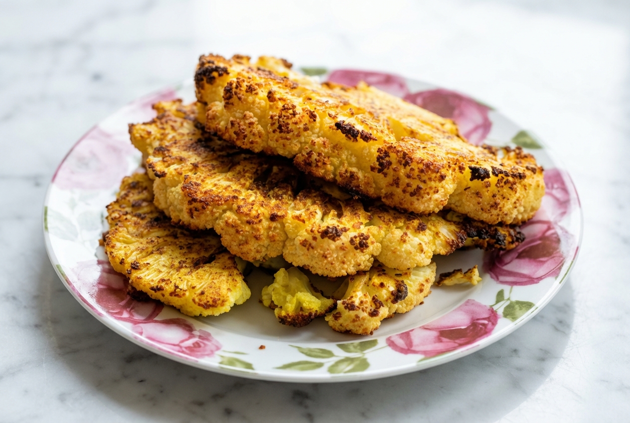 chou-fleur rôti au four en tranche finished dish