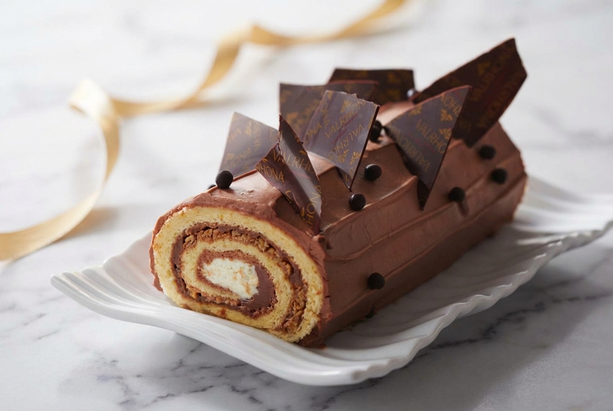 Bûche roulée au chocolat finished dish