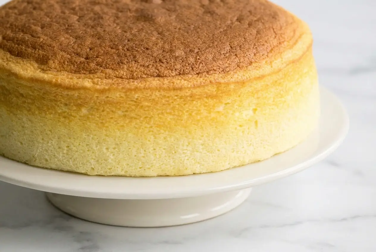 Généreuse recette cheesecake japonais infusée aux zestes de yuzu sur une assiette en céramique minimaliste, avec ombres douces sur marbre blanc.