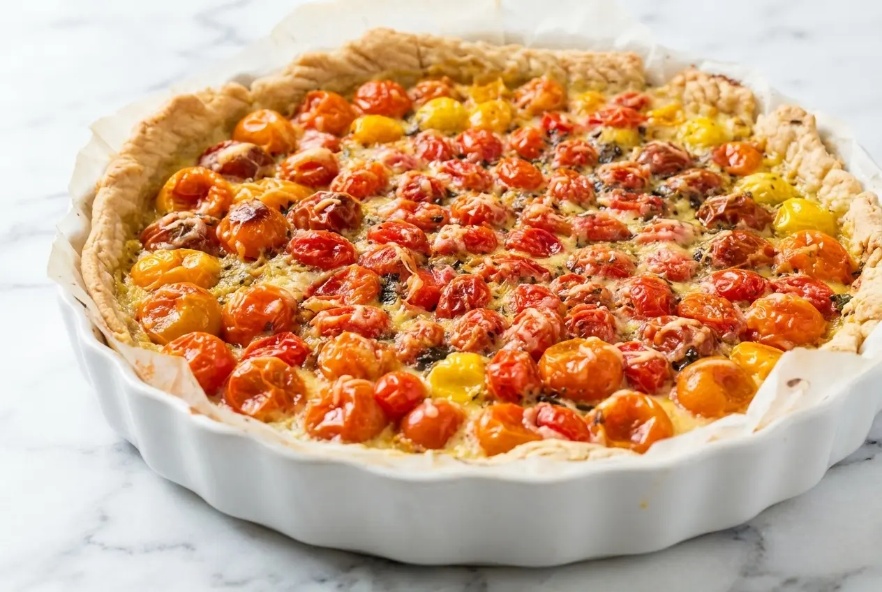 Tarte aux tomates cerises finished dish