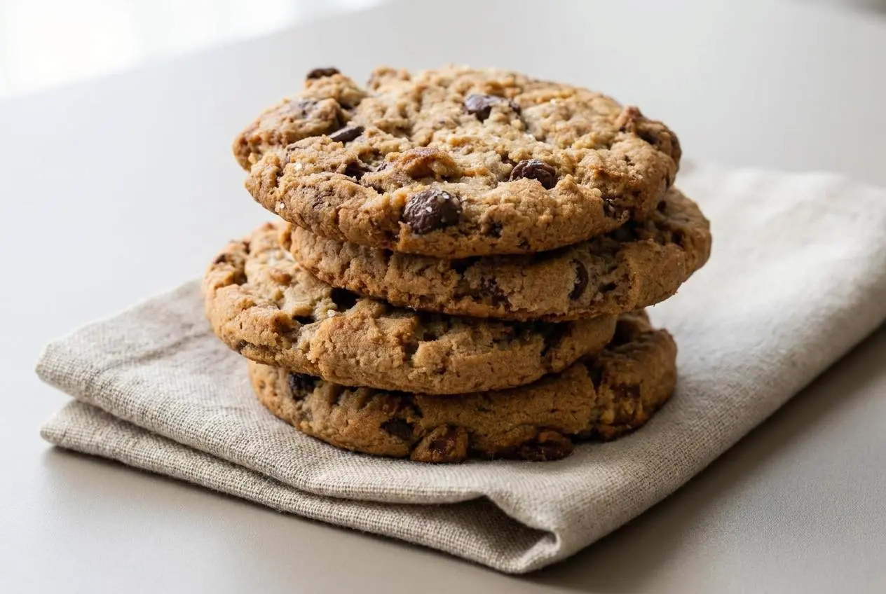 Cookies au chocolat dorés aux bords croustillants et aux pépites fondues.