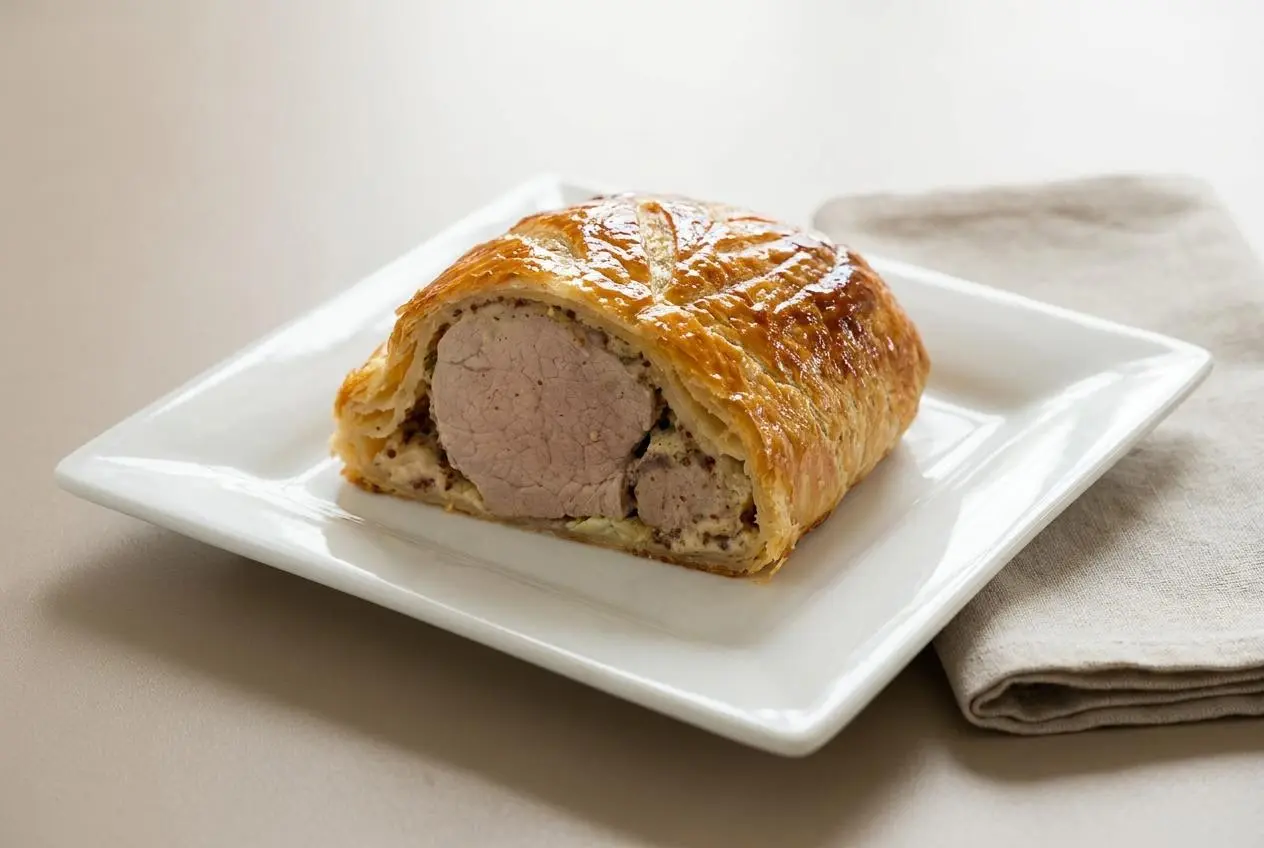 Filet mignon en croute bien doré à la pâte feuilletée croustillante et cœur fondant.