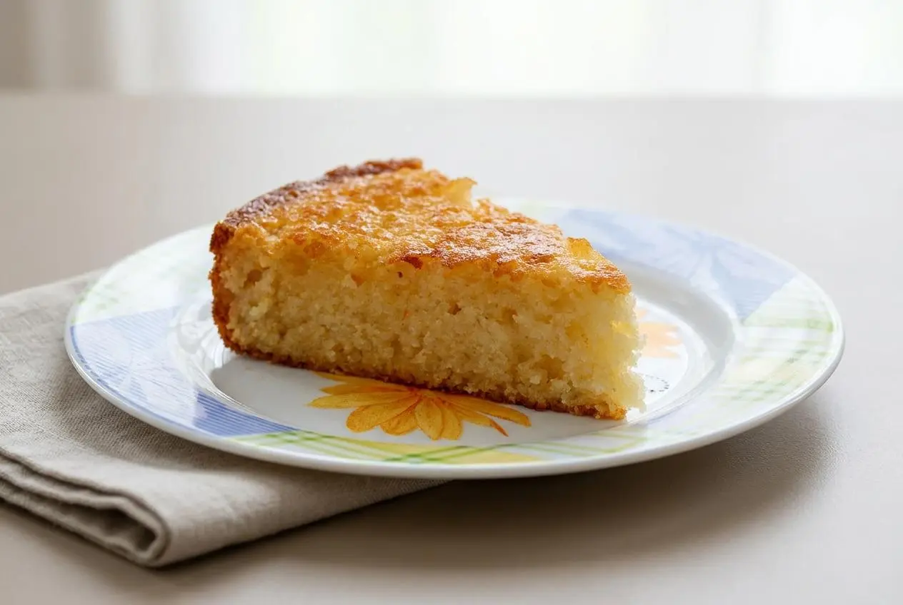 Gâteau de semoule traditionnel à la vanille, doré au four et fondant