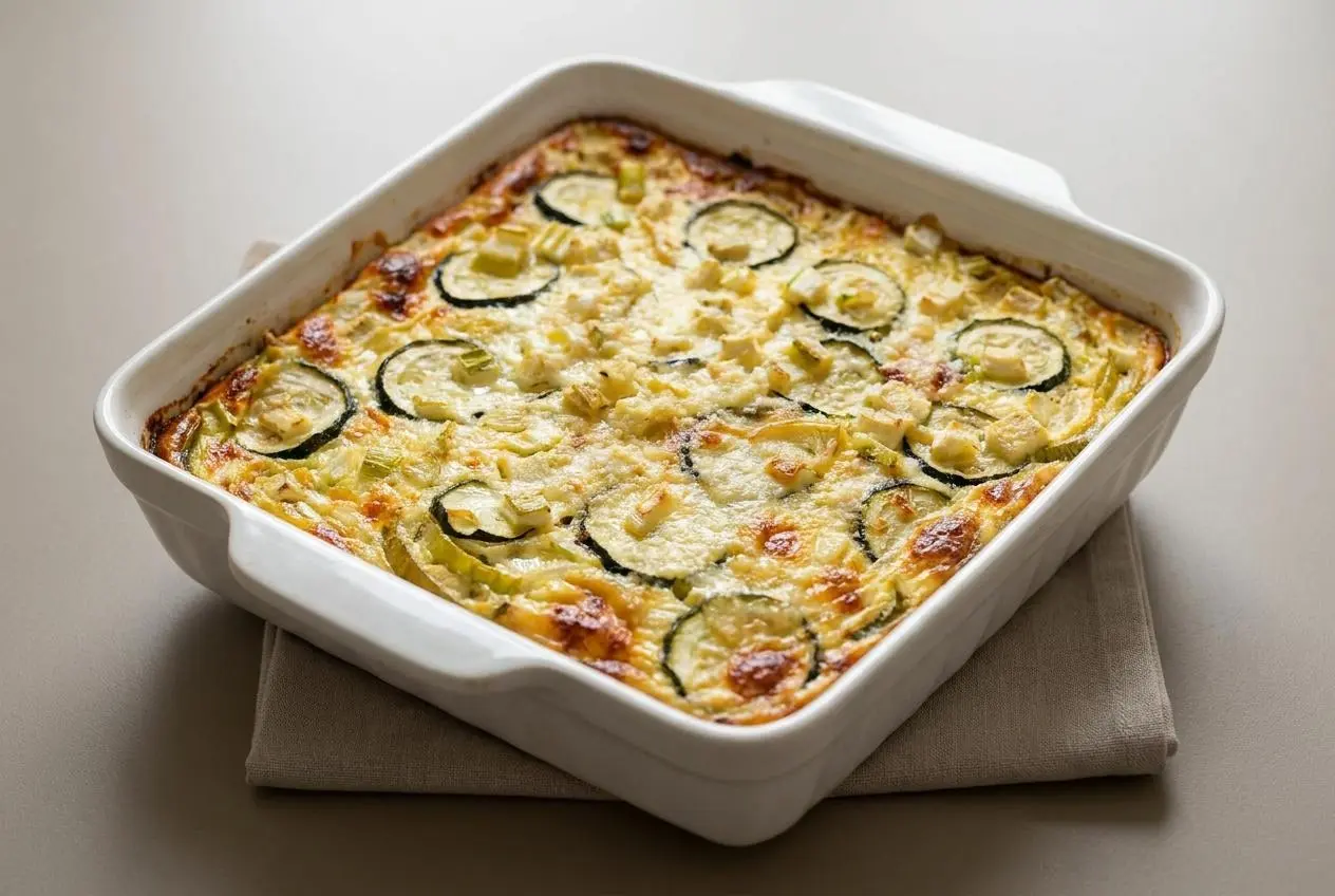 Gratin de courgettes fondant et dore au four dans son plat de cuisson