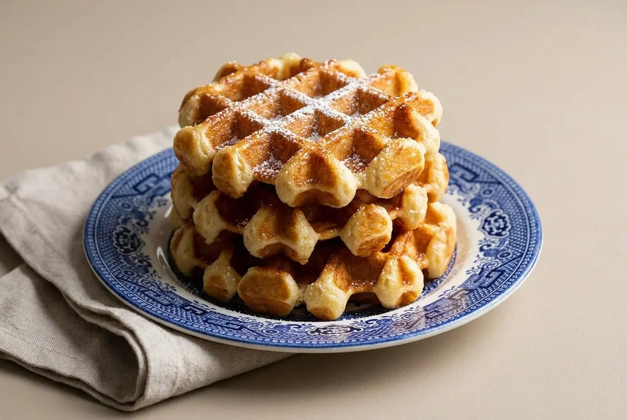 Gaufres dorées et croustillantes prêtes à déguster pour cette recette de gaufres.