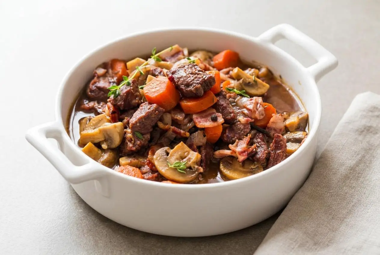 Bœuf Bourguignon au Cookeo à la viande fondante et sauce au vin rouge brillante