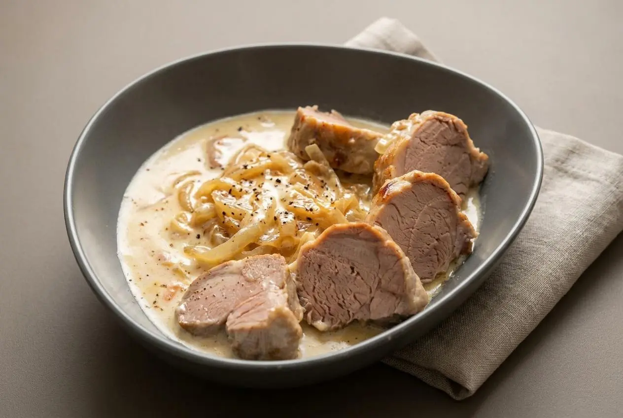 Filet mignon au maroilles doré nappé d'une sauce crémeuse et onctueuse