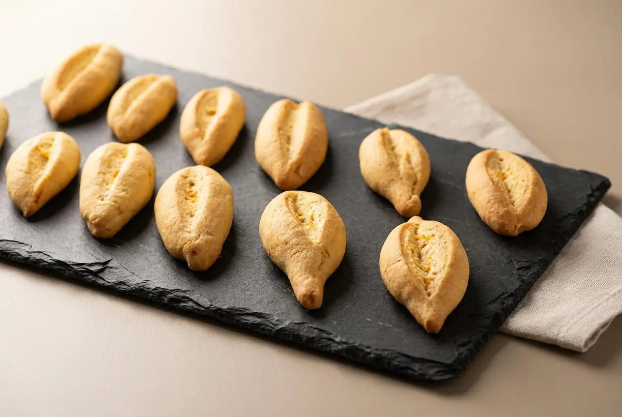 Navettes provençales dorées et parfumées à la fleur d'oranger, biscuits traditionnels en forme de barque.