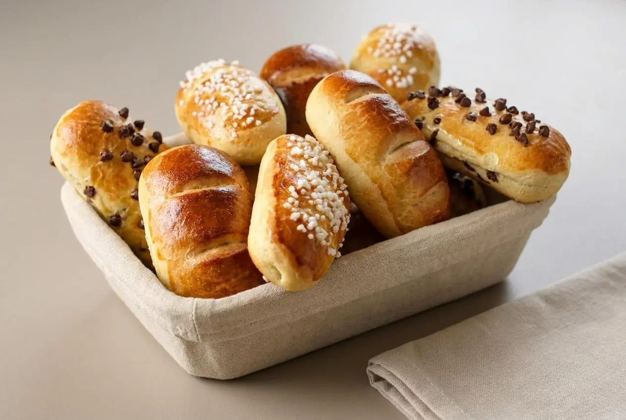 Pain au lait moelleux à la croûte dorée et brillante.