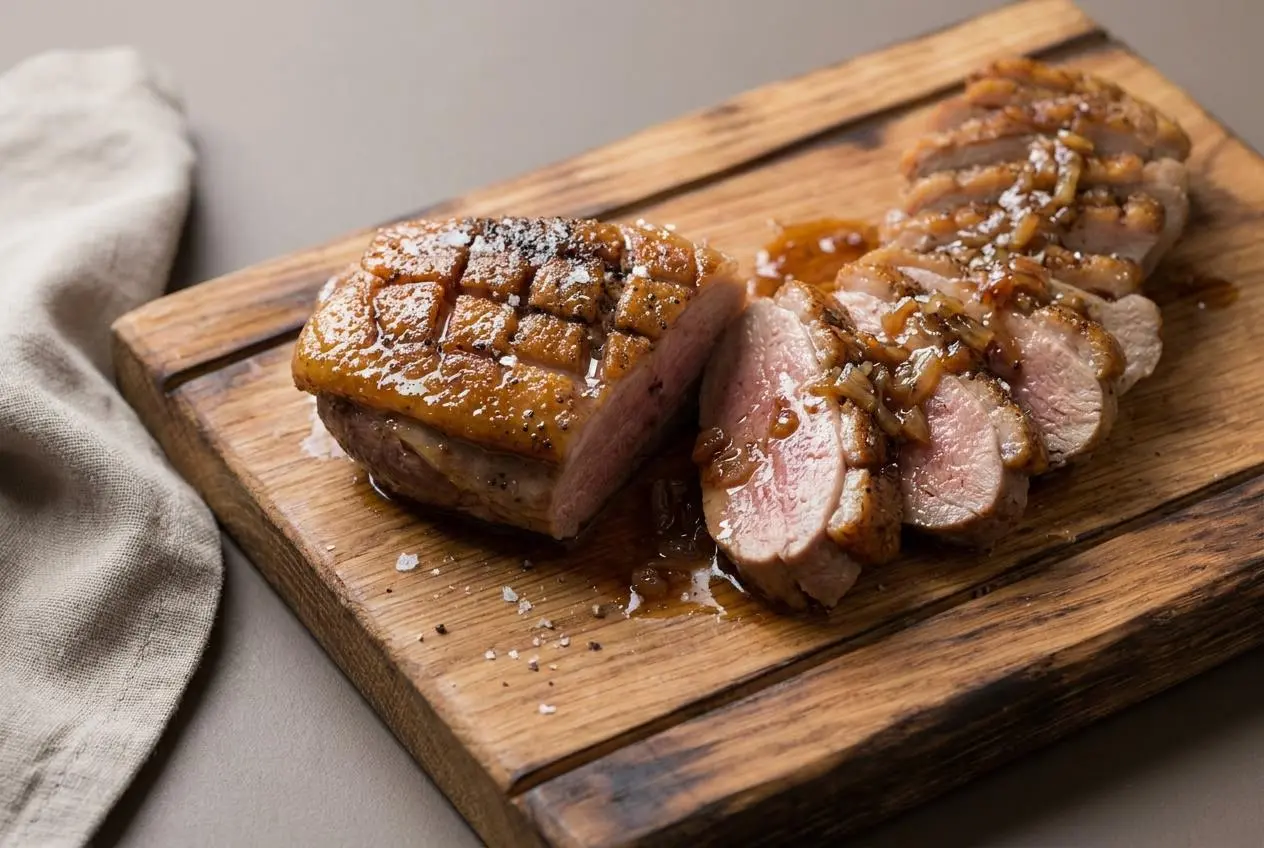 Recette filet de canard poêlé avec chair rosée tendre et sauce au miel brillante