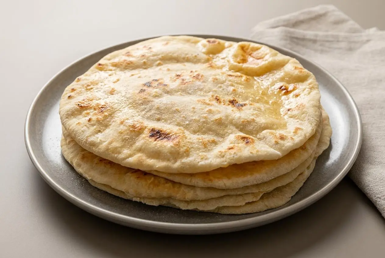 Pains dorés et gonflés issus d'une recette pain pita maison moelleuse à la poêle.